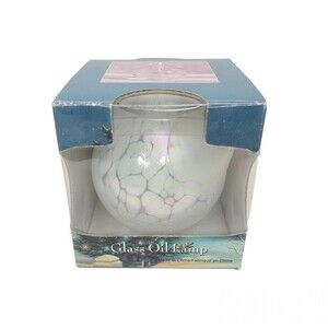 Vintage Traditions Hand Blown Iridescent Glass Oil Lamp